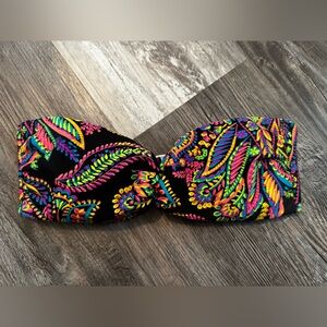 Hot Water Pink and Blue Strapless Swimsuit Top